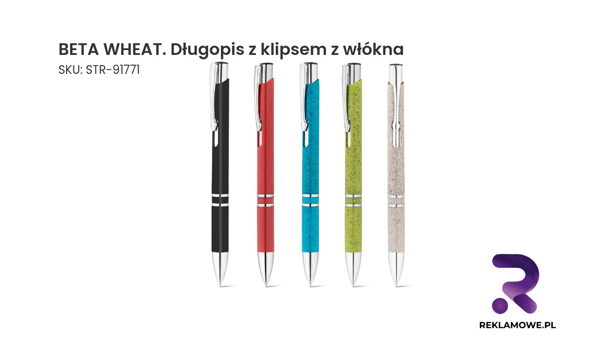 BETA WHEAT. Długopis z klipsem z włókna słomianego i ABS BETA WHEAT długopis z klipsem z włókna - ekologiczny długopis reklamowy